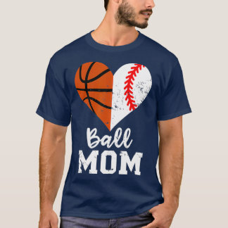Camiseta Ball Mãe Coração Engraçado Baseball Basball Mãe