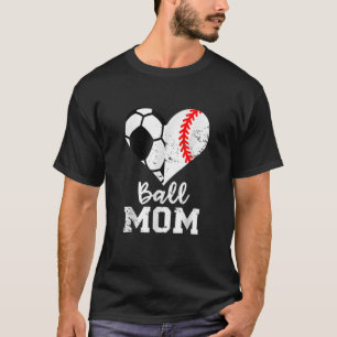 Camiseta Ball Mãe Coração Engraçado Dia de as mães De Baseb