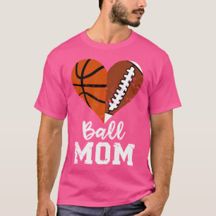 Camiseta Ball Mãe Coração Engraçado Futebol Basquete Mãe
