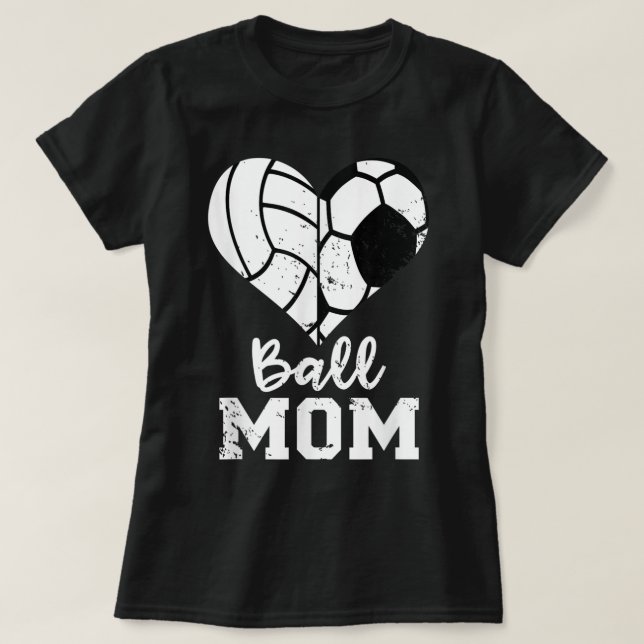 Camiseta Ball Mãe Coração Engraçado Soccer Voleibol Mãe (Frente do Design)
