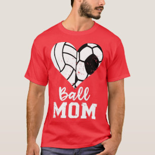 Camiseta Ball Mãe Coração Engraçado Soccer Voleibol Mãe