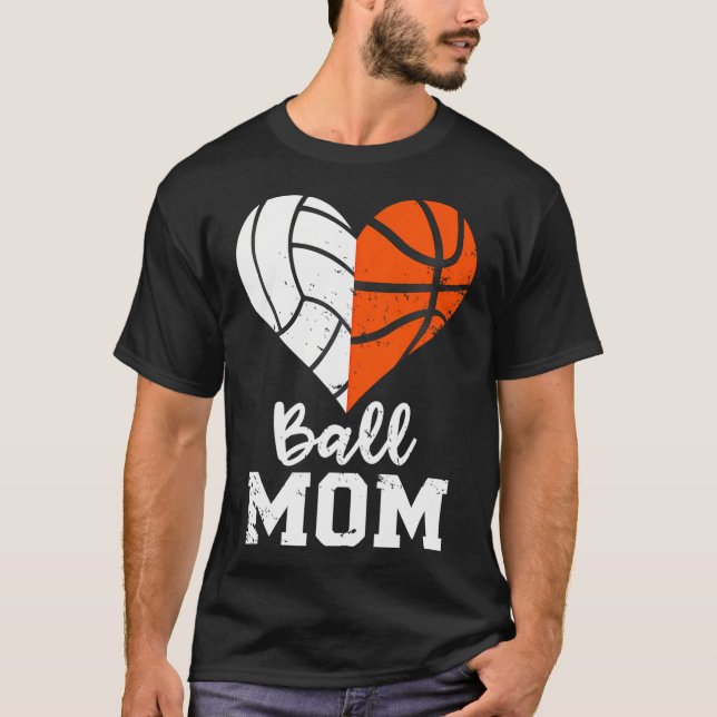 Camiseta Ball Mãe Coração Engraçado Voleibol Mamãe (Frente)