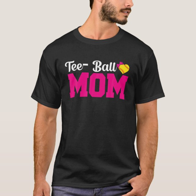 Camiseta Ball Mãe Dia de as mães Teeball Mãe Bear Basebal (Frente)