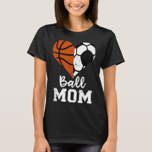 Camiseta Ball Mãe Diversão Cardíaca Futebol de Basquete Mãe