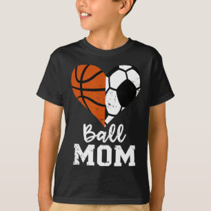 Camiseta Ball Mãe Diversão Cardíaca Futebol de Basquete Mãe