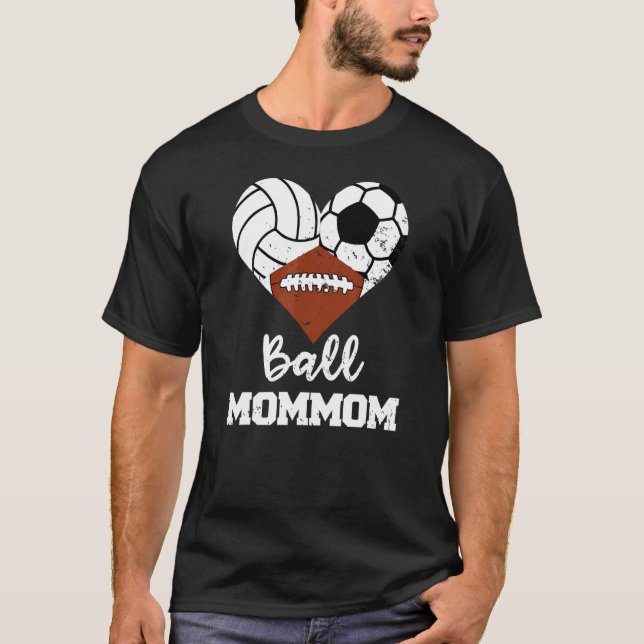 Camiseta Ball Mamãe Coração Futebol de Voleibol Mãe (Frente)