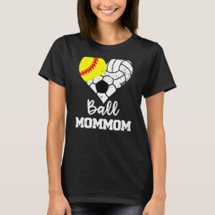 Camiseta Ball Mamãe Heart Softball Soccer de Voleibol Mãe