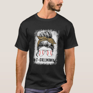 Camiseta Ball Mamaw Life Messaging Bun Leopard Imprime Soft