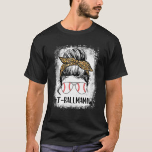 Camiseta Ball Mamaw Life Messaging Bun Leopard Imprime Soft