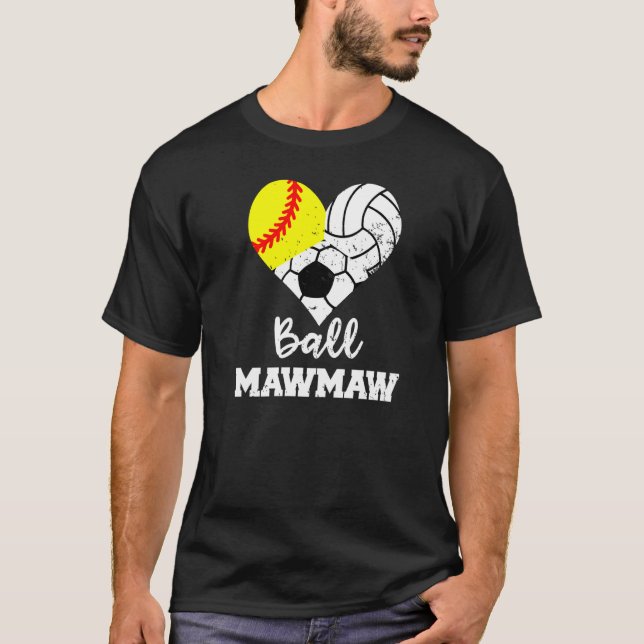 Camiseta Ball Mawmaw Heart Sofball Soccer Maw (Frente)
