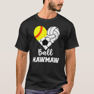 Camiseta Ball Mawmaw Heart Sofball Soccer Maw