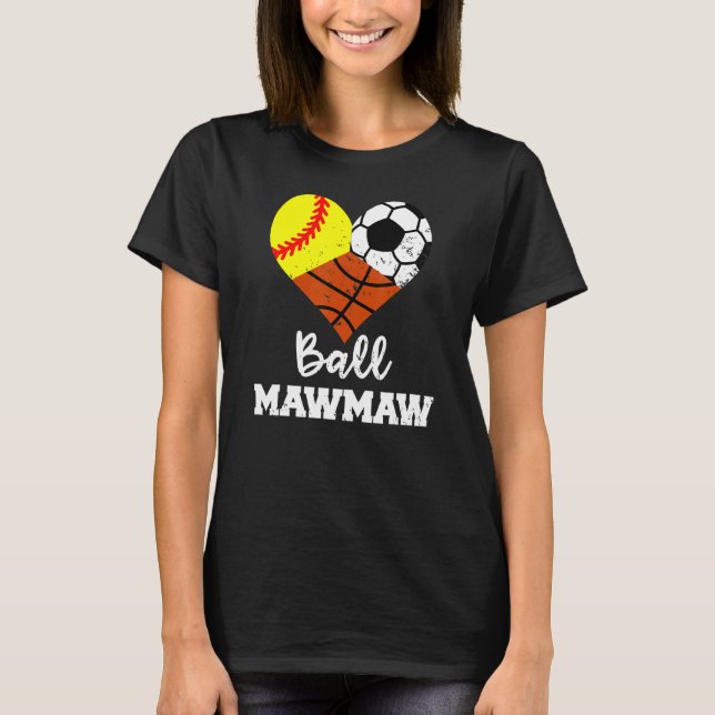 Camiseta Ball Mawmaw Heart Softball Soccer de Basquete (Frente)