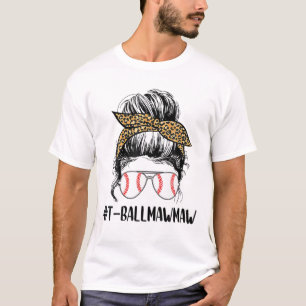 Camiseta Ball Mawmaw Life Messaging Bun Leopard Print Softb