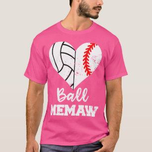 Camiseta Ball Memaw Heart Engraçado Baseball Memaw