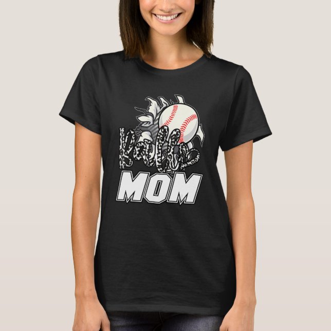 Camiseta Ball Mom Cheetah Baseball Softball Mama Women Moth (Frente)