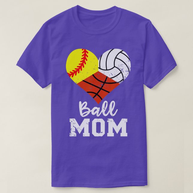 Camiseta Ball Mom Funny Softball Volleyball Basketball Mom  (Frente do Design)