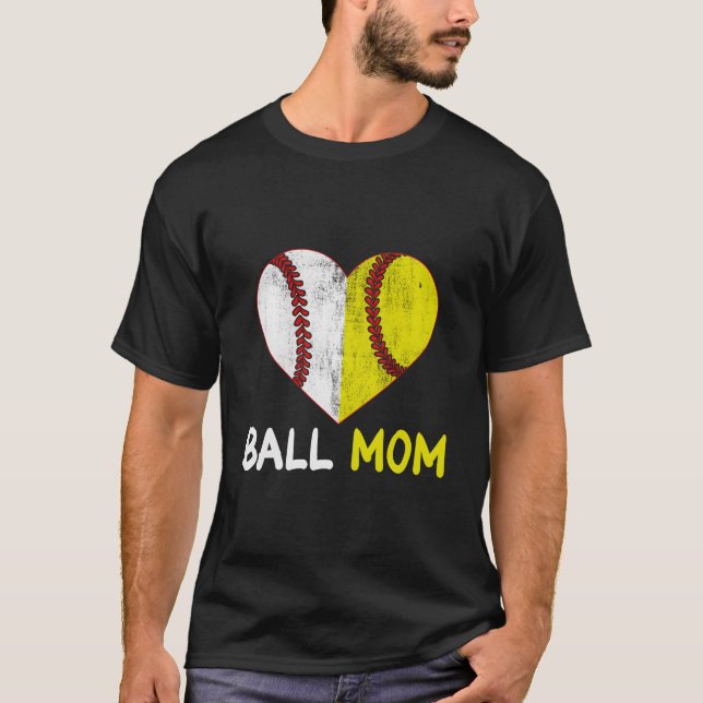 Camiseta Ball Mom He Softball Baseball Player Mothers Day (Frente)