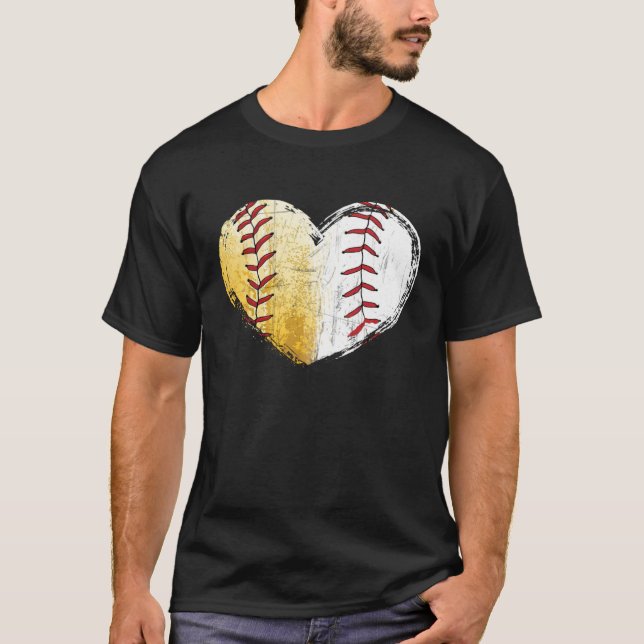 Camiseta Ball Mom Heart Baseball Softball Mama Women Mother (Frente)