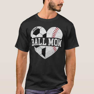 Camiseta Ball Mom  Heart Funny Baseball Soccer Mom retro