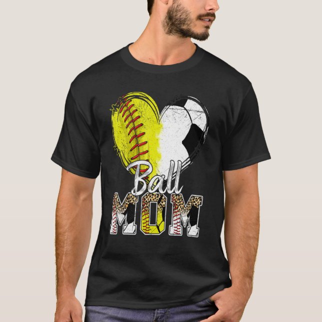 Camiseta Ball Mom Heart Softball Soccer Sport Women Mother  (Frente)