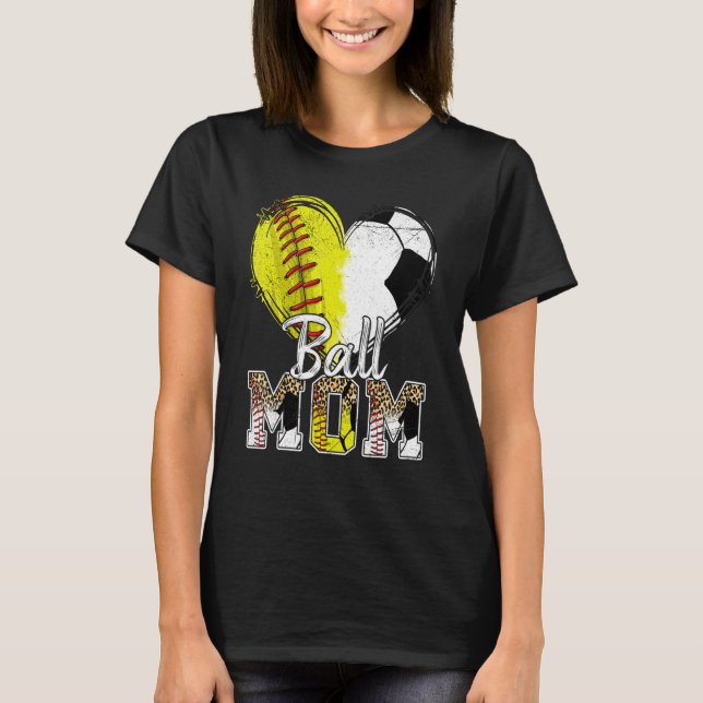 Camiseta Ball Mom Heart Softball Soccer Sport Women Mother  (Frente)
