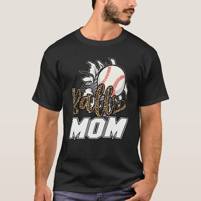 Camiseta Ball Mom Leopard Baseball Softball Mama Women Moth (Frente)