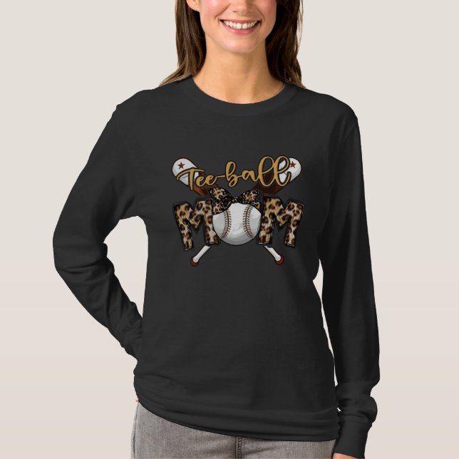 Camiseta Ball Mom Mother s Day Teeball Mom Leopard (Frente)