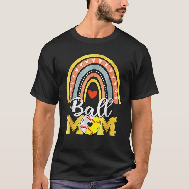 Camiseta Ball Mom Rainbow Mom Mother Mother s Day 2023 (Frente)