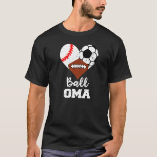 Camiseta Ball Oma Heart Baseball Futebol Oma