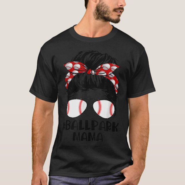 Camiseta Ball Park Mama Baseball Sofball Dia de as mães Mãe (Frente)
