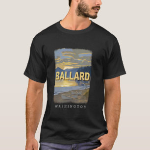 Camiseta Ballard Washington Seattle WA Pôr do sol no Golden