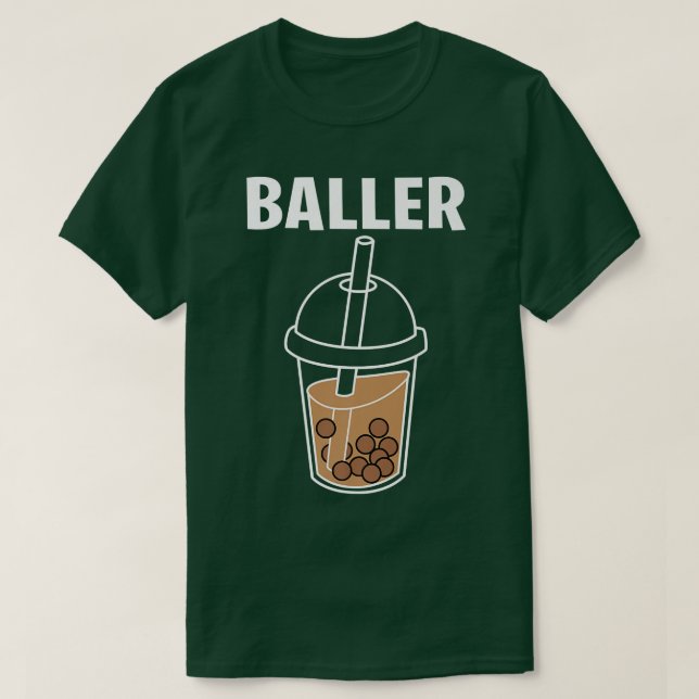 Camiseta Baller Baller Baller Milk Tea Cute Kawaii Boba Dri (Frente do Design)