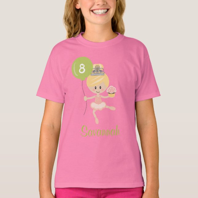 Camiseta Ballerina Birthday Kids Ringer T-Shirt Blonde (Frente)