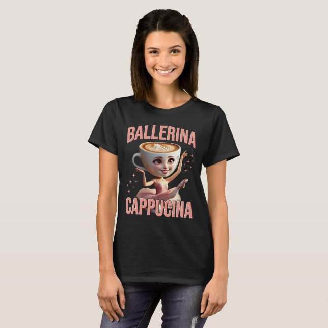 Camiseta Ballerina Cappuccina - Italian Brainrot Meme (Frente Completa)