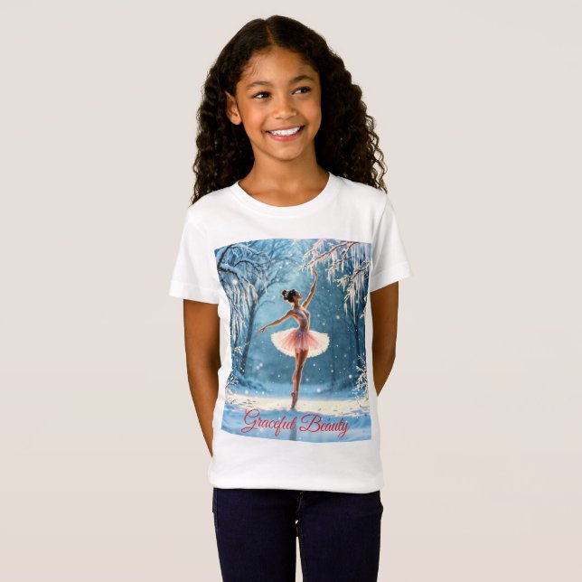 Camiseta Ballerina dança da neve inverno beleza arte (Frente Completa)