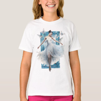 Camiseta Ballerina dançando entre um enxame de borboletas