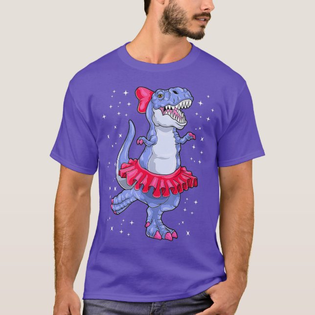 Camiseta Ballerina Dinossaur T Rex Balé Dancer Crianças (Frente)