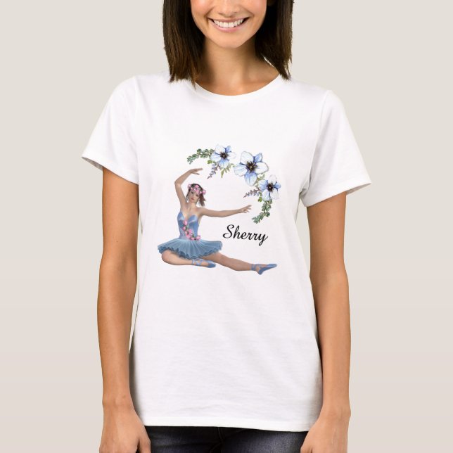 Camiseta Ballerina em Nome Pessoal Azul (Frente)