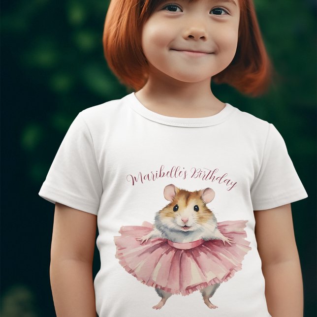 Camiseta Ballerina Hamster Girls Personalizadas Aniversário (Criador carregado)