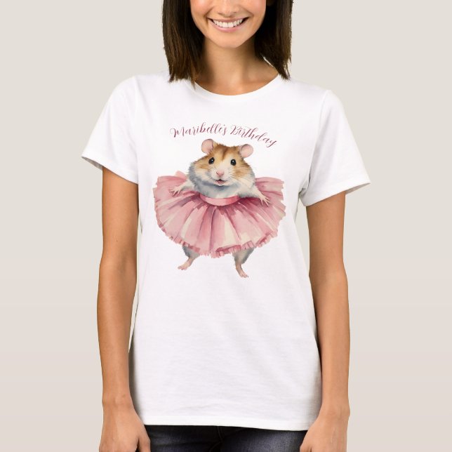 Camiseta Ballerina Hamster Mama Dancer Girls Aniversário (Frente)
