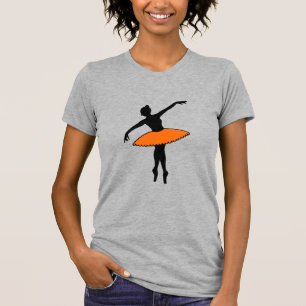 Camiseta Ballerina Neon Balé Dancer Silhouette Orange