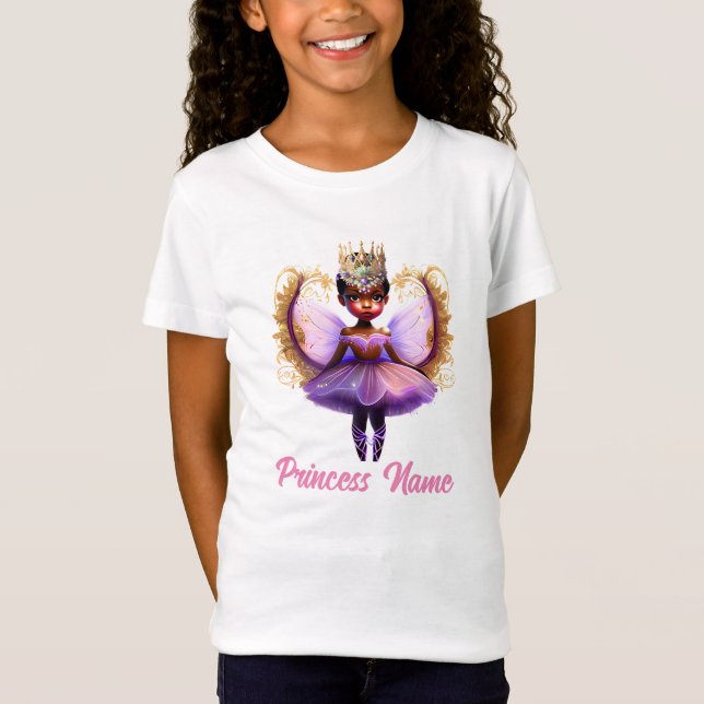Camiseta Ballerina princesa fada desenho animado 3D melanin (Frente)
