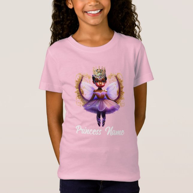 Camiseta Ballerina princesa fada desenho animado 3D melanin (Frente)