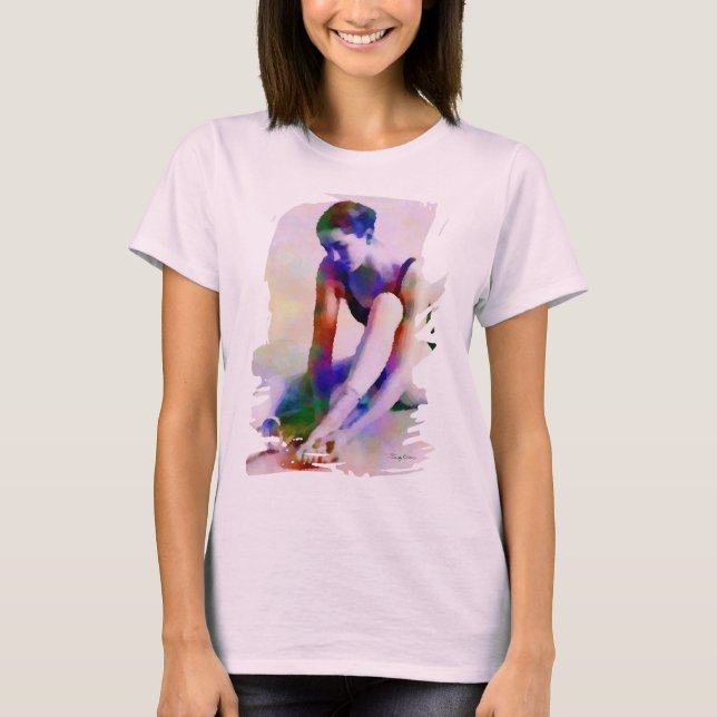 Camiseta Ballerina, Rosa, Aquarela Arte Contemporânea (Frente)