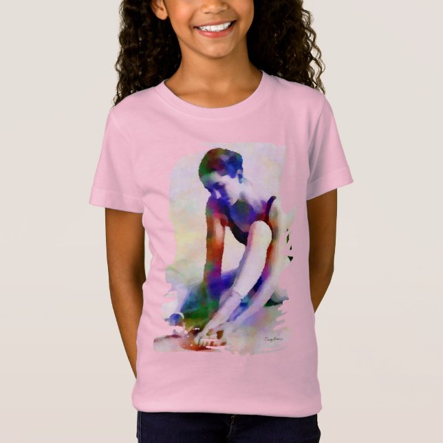 Camiseta Ballerina, Rosa, Aquarela Arte Contemporânea (Frente)
