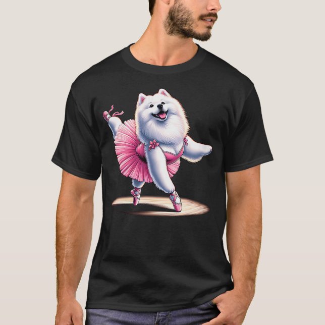Camiseta Ballerina Samoyed Dog Dancing (Frente)