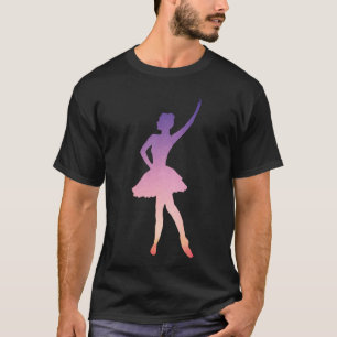 Camiseta Ballerina silhueta rosa púrpura
