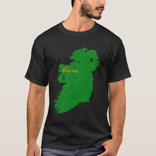 Camiseta Ballina Ireland Com Mapa Da Irlanda (Frente)