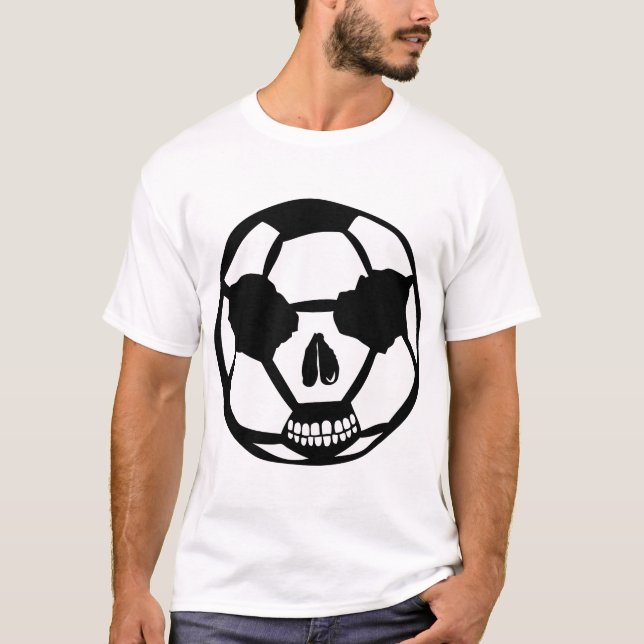 Camiseta ballon foot tete de mort skull football soccer (Frente)
