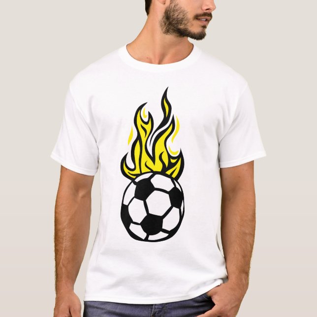 Camiseta ballon football soccer flamme fire flame cartoon d (Frente)